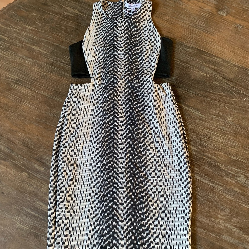 Black and White patterned bodycon cut out dress